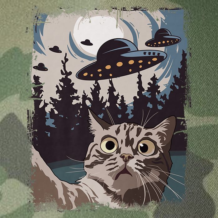 Cat Selfie With Ufo Alien Funny Cat Graphic Legacy Tie Dye Trucker Hat