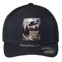Cat Selfie With Ufo Alien Funny Cat Graphic Flexfit Unipanel Trucker Cap