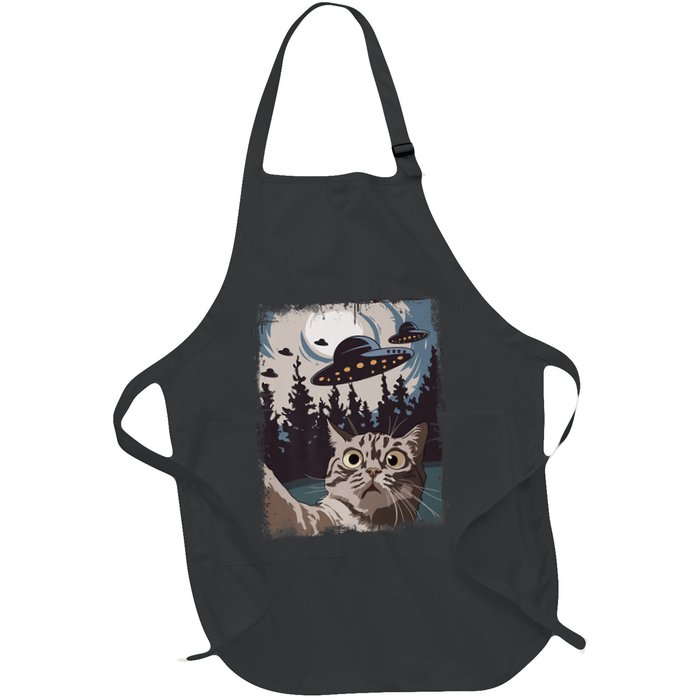 Cat Selfie With Ufo Alien Funny Cat Graphic Apron