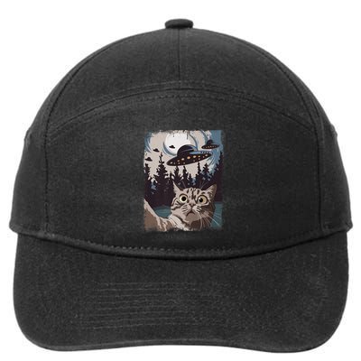 Cat Selfie With Ufo Alien Funny Cat Graphic 7-Panel Snapback Hat
