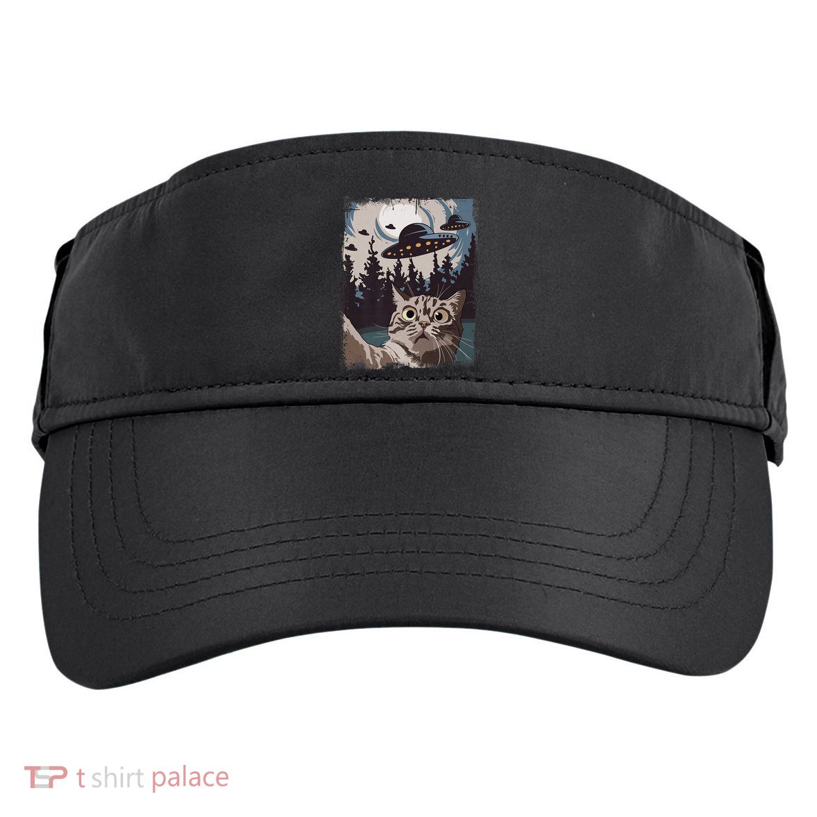 Cat Selfie With Ufo Alien Funny Cat Graphic Adult Drive Performance Visor