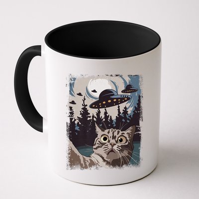 Cat Selfie With Ufo Alien Funny Cat Graphic Mug