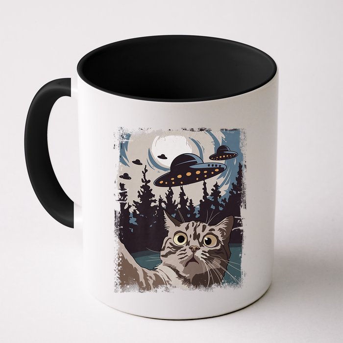 Cat Selfie With Ufo Alien Funny Cat Graphic Mug