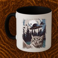 Cat Selfie With Ufo Alien Funny Cat Graphic Mug