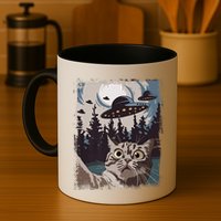 Cat Selfie With Ufo Alien Funny Cat Graphic Mug