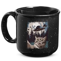 Cat Selfie With Ufo Alien Funny Cat Graphic 15oz Campfire Ceramic Mug