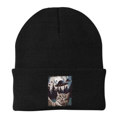 Cat Selfie With Ufo Alien Funny Cat Graphic Beanie