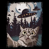 Cat Selfie With Ufo Alien Funny Cat Graphic Drawstring Bag