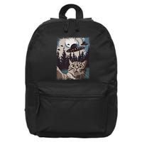 Cat Selfie With Ufo Alien Funny Cat Graphic 16 in Basic Backpack