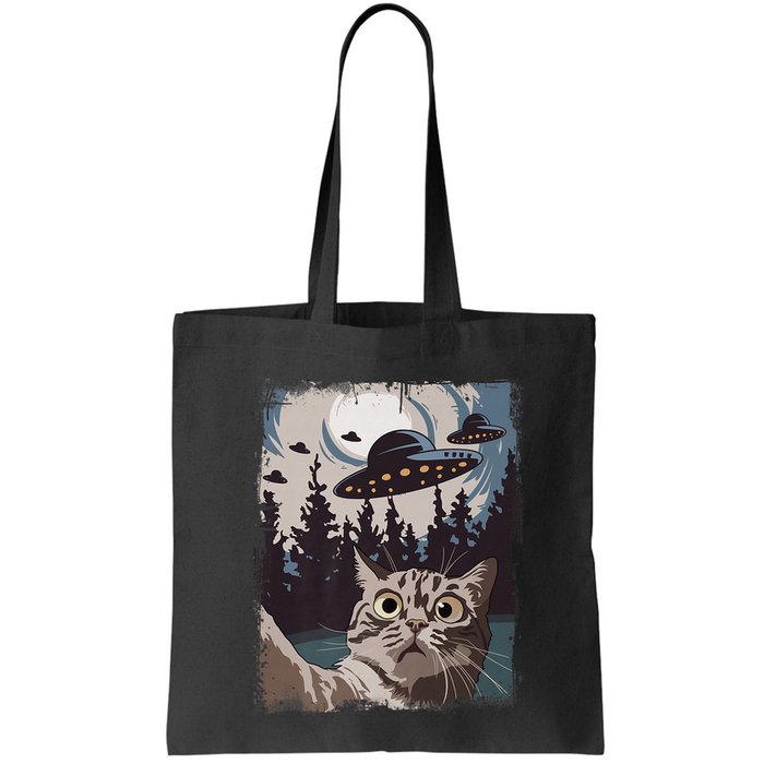 Cat Selfie With Ufo Alien Funny Cat Graphic Bag