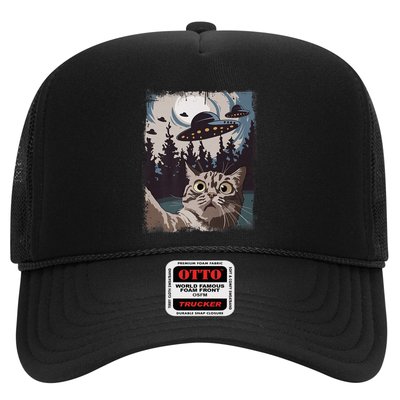 Cat Selfie With Ufo Alien Funny Cat Graphic Trucker Hat