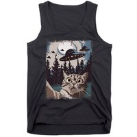 Cat Selfie With Ufo Alien Funny Cat Graphic Tank Top