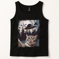 Cat Selfie With Ufo Alien Funny Cat Graphic Tank Top