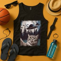 Cat Selfie With Ufo Alien Funny Cat Graphic Tank Top