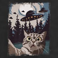 Cat Selfie With Ufo Alien Funny Cat Graphic Microfiber Hand Towel