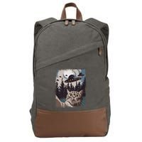 Cat Selfie With Ufo Alien Funny Cat Graphic Cotton Canvas Backpack