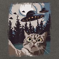 Cat Selfie With Ufo Alien Funny Cat Graphic Cotton Canvas Backpack