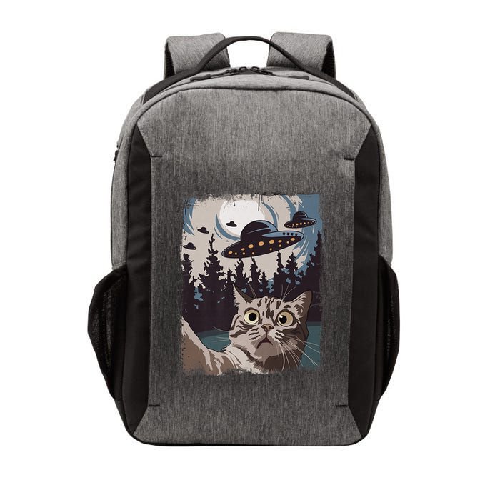 Cat Selfie With Ufo Alien Funny Cat Graphic Vector Backpack