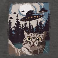 Cat Selfie With Ufo Alien Funny Cat Graphic Vector Backpack