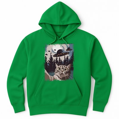 Cat Selfie With Ufo Alien Funny Cat Graphic Hoodie