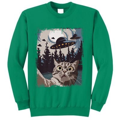 Cat Selfie With Ufo Alien Funny Cat Graphic Sweatshirt
