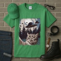 Cat Selfie With Ufo Alien Funny Cat Graphic Tall T-Shirt