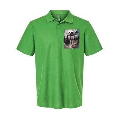 Cat Selfie With Ufo Alien Funny Cat Graphic Softstyle Adult Sport Polo