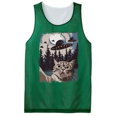 Cat Selfie With Ufo Alien Funny Cat Graphic Mesh Reversible Basketball Jersey Tank