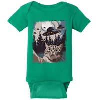 Cat Selfie With Ufo Alien Funny Cat Graphic Baby Bodysuit