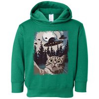 Cat Selfie With Ufo Alien Funny Cat Graphic Toddler Hoodie