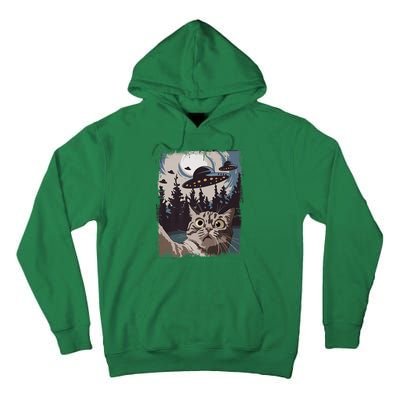Cat Selfie With Ufo Alien Funny Cat Graphic Tall Hoodie