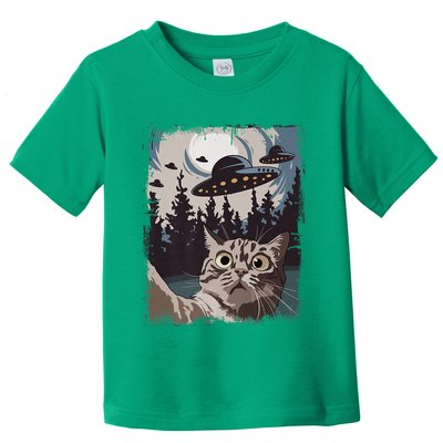 Cat Selfie With Ufo Alien Funny Cat Graphic Toddler T-Shirt