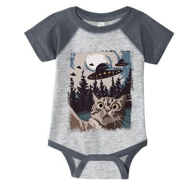 Cat Selfie With Ufo Alien Funny Cat Graphic Infant Baby Jersey Bodysuit