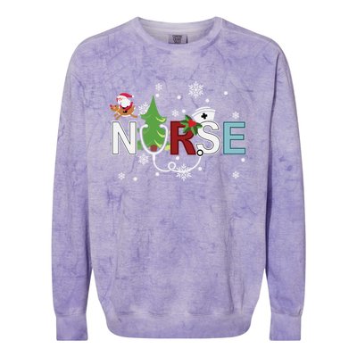 Christmas Stethoscope Xmas Tree Merry Christmas Nurse Gift Colorblast Crewneck Sweatshirt