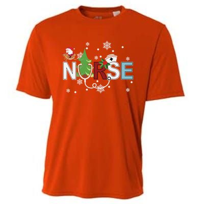 Christmas Stethoscope Xmas Tree Merry Christmas Nurse Gift Cooling Performance Crew T-Shirt