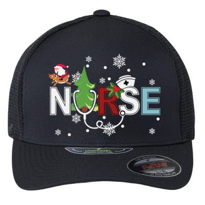 Christmas Stethoscope Xmas Tree Merry Christmas Nurse Gift Flexfit Unipanel Trucker Cap