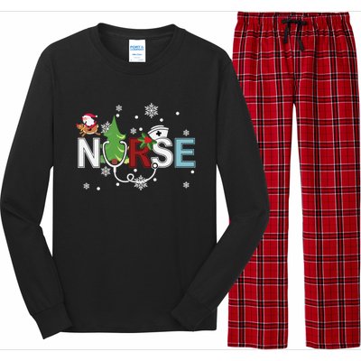 Christmas Stethoscope Xmas Tree Merry Christmas Nurse Gift Long Sleeve Pajama Set