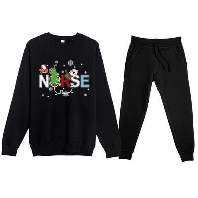 Christmas Stethoscope Xmas Tree Merry Christmas Nurse Gift Premium Crewneck Sweatsuit Set