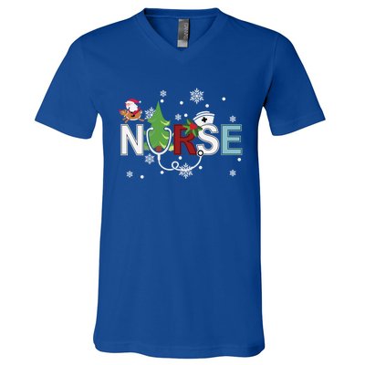 Christmas Stethoscope Xmas Tree Merry Christmas Nurse Gift V-Neck T-Shirt