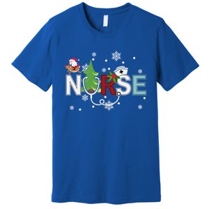 Christmas Stethoscope Xmas Tree Merry Christmas Nurse Gift Premium T-Shirt