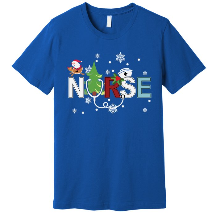 Christmas Stethoscope Xmas Tree Merry Christmas Nurse Gift Premium T-Shirt