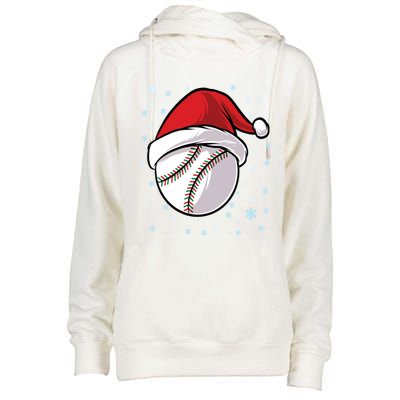 Christmas Santa Xmas Baseball Gift Womens Funnel Neck Pullover Hood