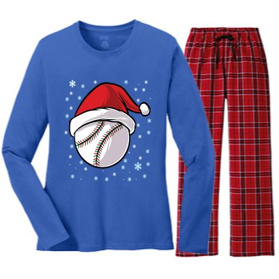 Christmas Santa Xmas Baseball Gift Women's Long Sleeve Flannel Pajama Set 