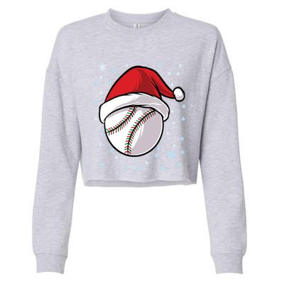 Christmas Santa Xmas Baseball Gift Cropped Pullover Crew