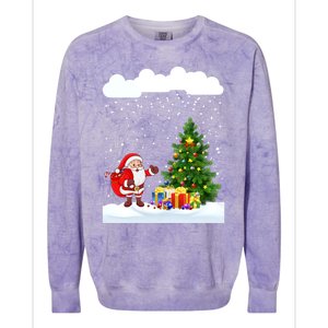 Christmas Snowfall Xmas Tree Festive Snowflakes Santa Claus Funny Gift Colorblast Crewneck Sweatshirt