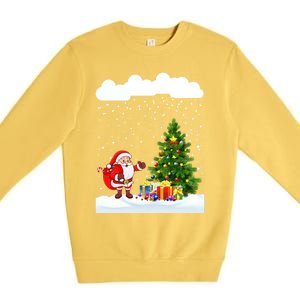 Christmas Snowfall Xmas Tree Festive Snowflakes Santa Claus Funny Gift Premium Crewneck Sweatshirt