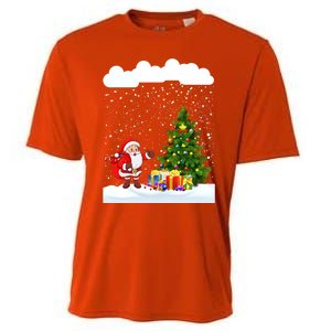 Christmas Snowfall Xmas Tree Festive Snowflakes Santa Claus Funny Gift Cooling Performance Crew T-Shirt