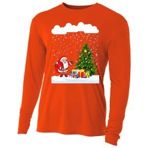 Christmas Snowfall Xmas Tree Festive Snowflakes Santa Claus Funny Gift Cooling Performance Long Sleeve Crew