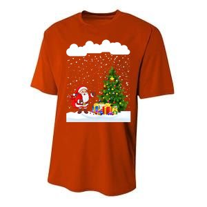 Christmas Snowfall Xmas Tree Festive Snowflakes Santa Claus Funny Gift Performance Sprint T-Shirt