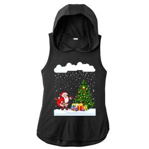 Christmas Snowfall Xmas Tree Festive Snowflakes Santa Claus Funny Gift Ladies PosiCharge Tri-Blend Wicking Draft Hoodie Tank